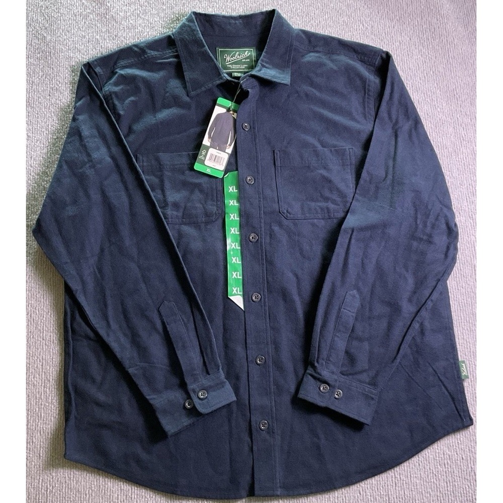 Woolrich Green Label Chamois Cotton Button-Up Shirt Blue Men's XLarge New